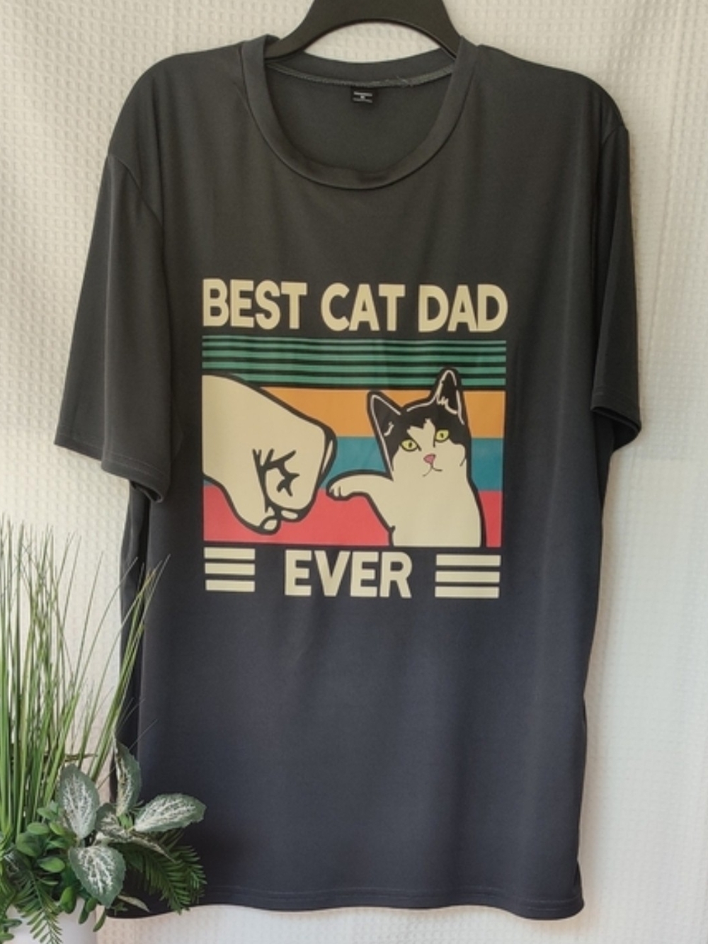 Manfinity Men's,"Best Cat Ever" Graphic T-shirt,Gray Size XL